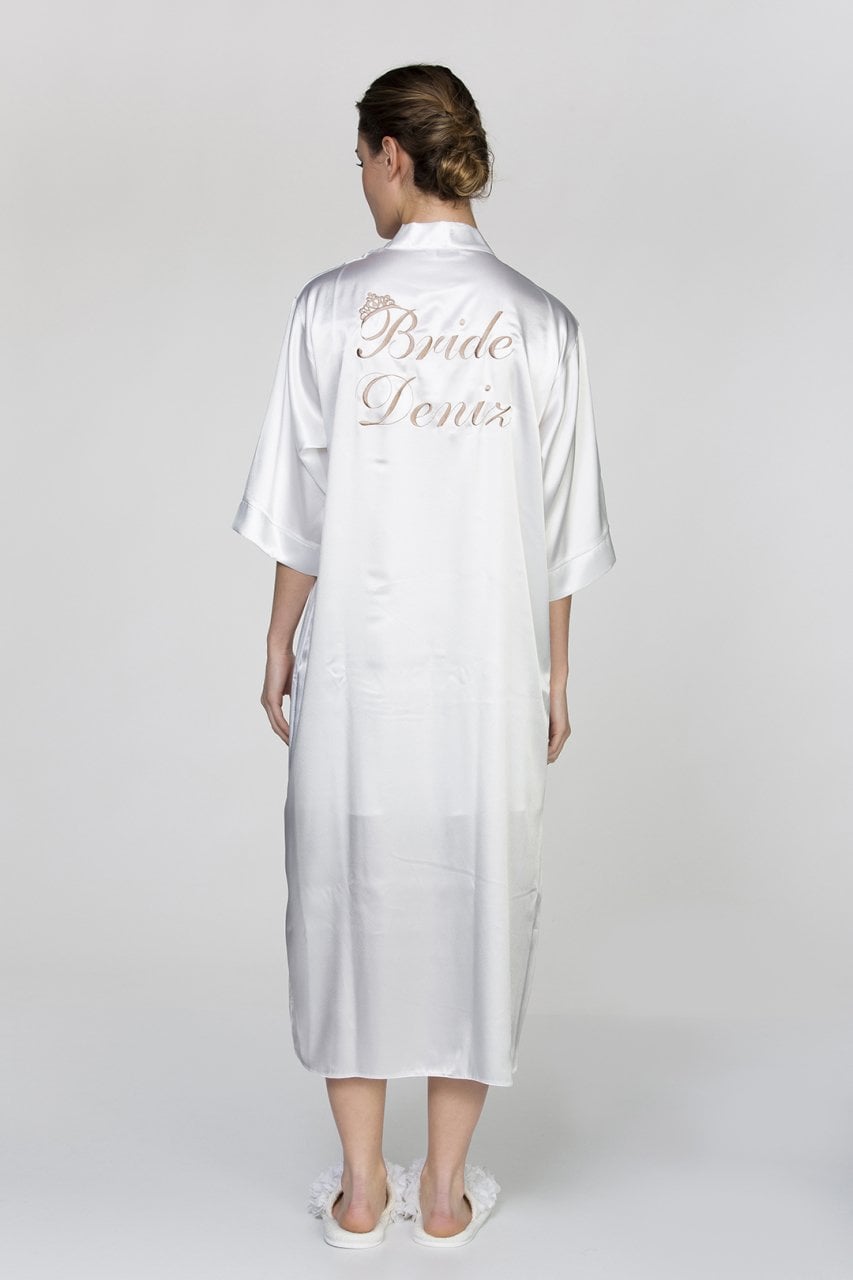 Bride Midi Boy  Nakışlı Sabahlık