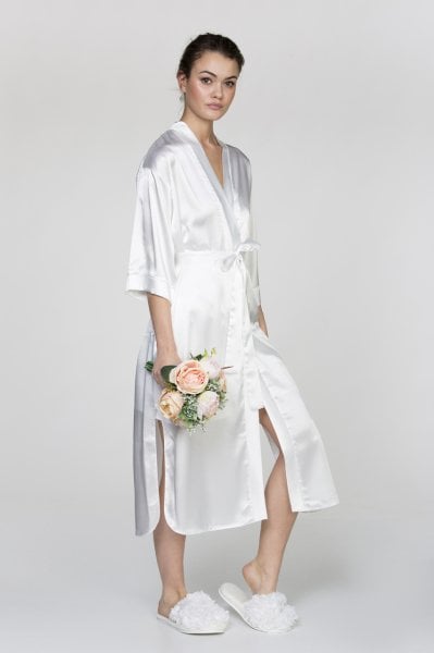 Ekru Midi Boy Gelin Sabahlığı