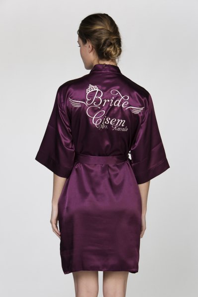 Bridesmaid Lacivert Sabahlık Geniş Beden - Kuyruklu Font