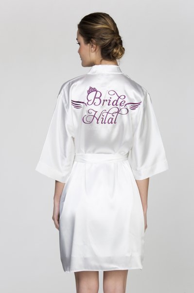 Bride  Nakışlı Sabahlık Geniş Beden - Kuyruklu Font