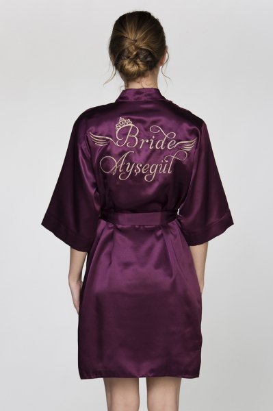 Bride  Nakışlı Sabahlık Geniş Beden - Kuyruklu Font