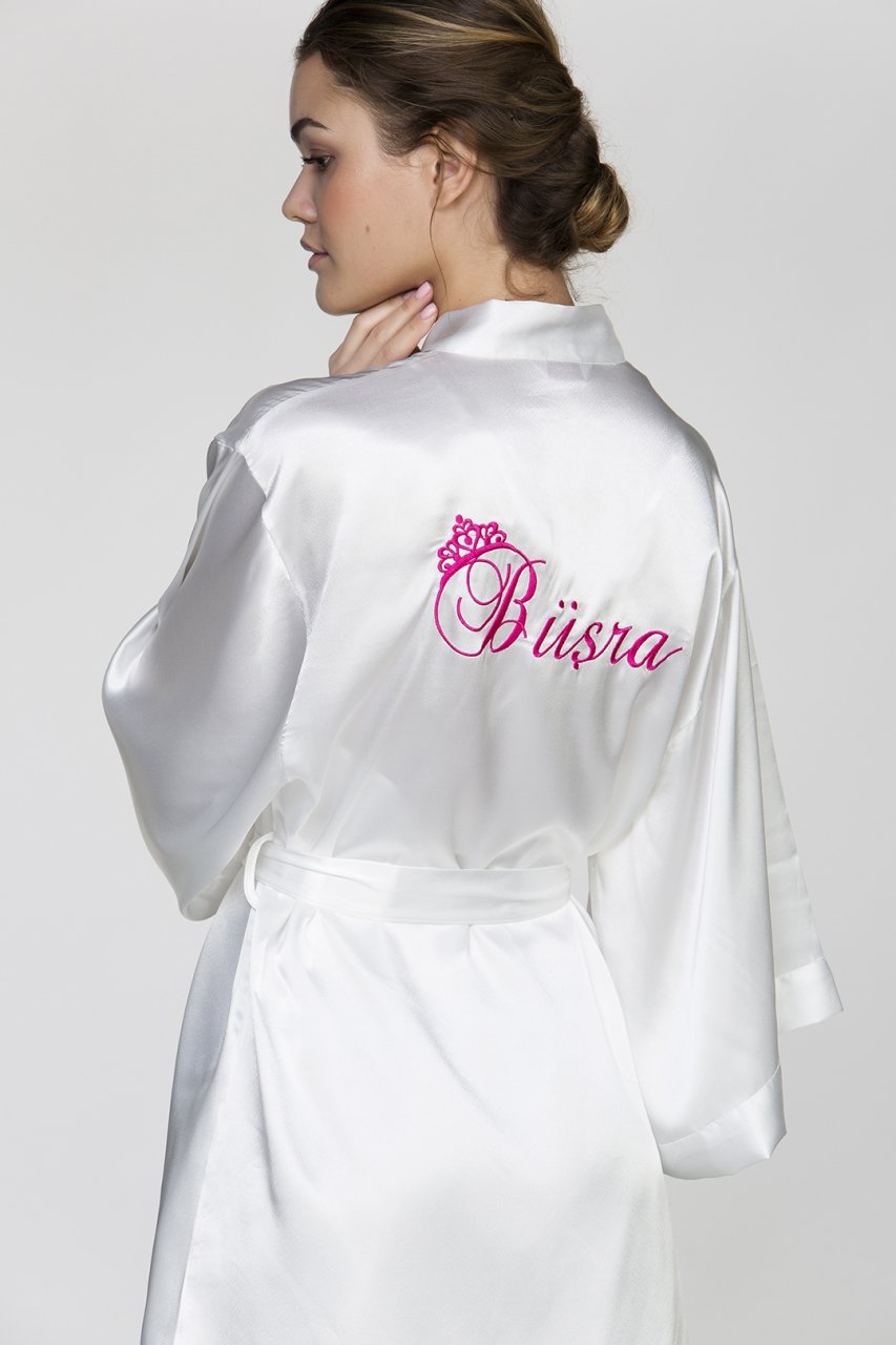 Bride  Nakışlı Sabahlık Geniş Beden - Lady Font