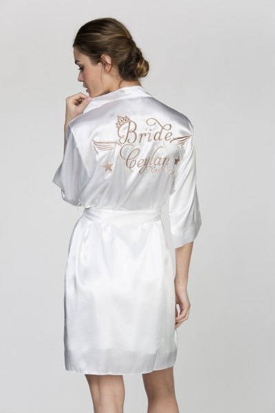 Bridesmaid Açık Pembe Sabahlık Geniş Beden - Kuyruklu Font