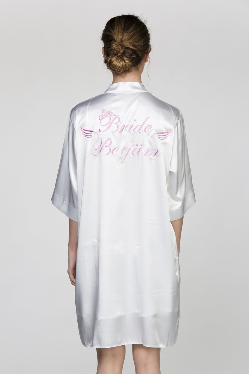 Bridesmaid Açık Pembe Sabahlık Geniş Beden - Prenses Font