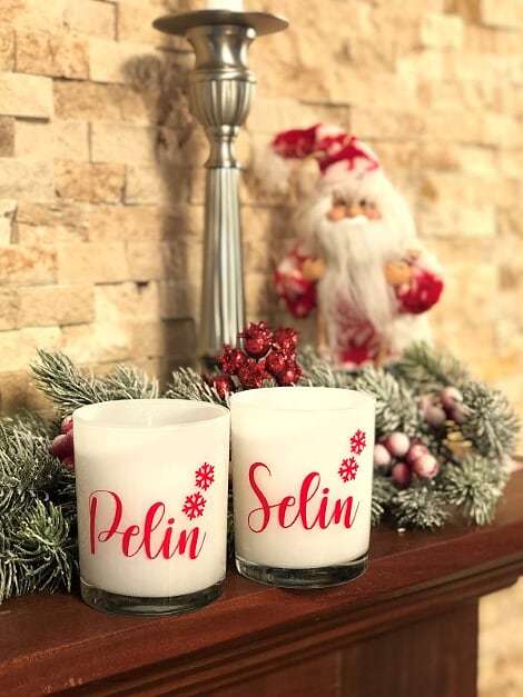 Kişiye Özel Mumluk- Kırmızı Baskılı